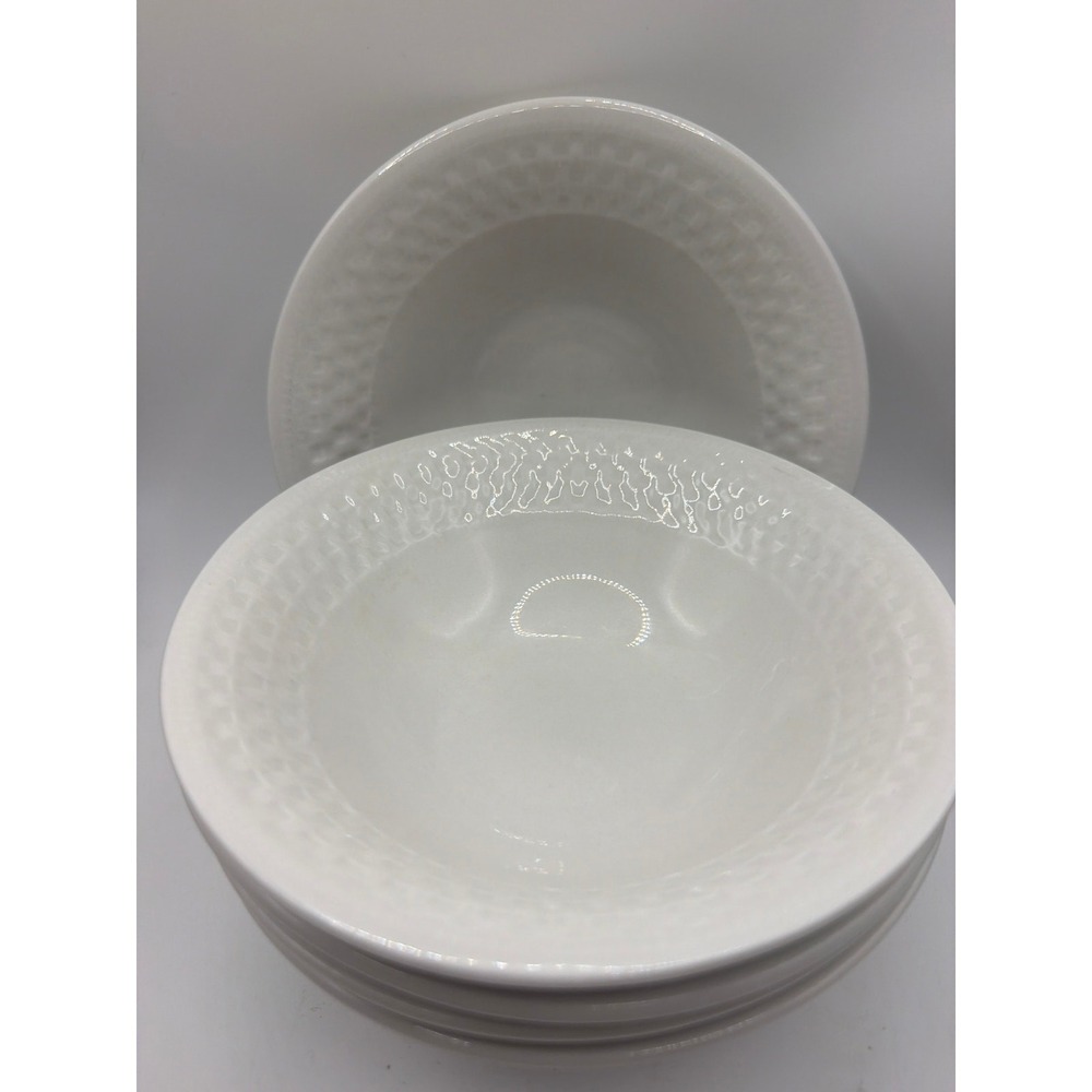 (5) ONEIDA Sakura BASKET WEAVE 6" Whiter CEREAL / SOUP Bowls